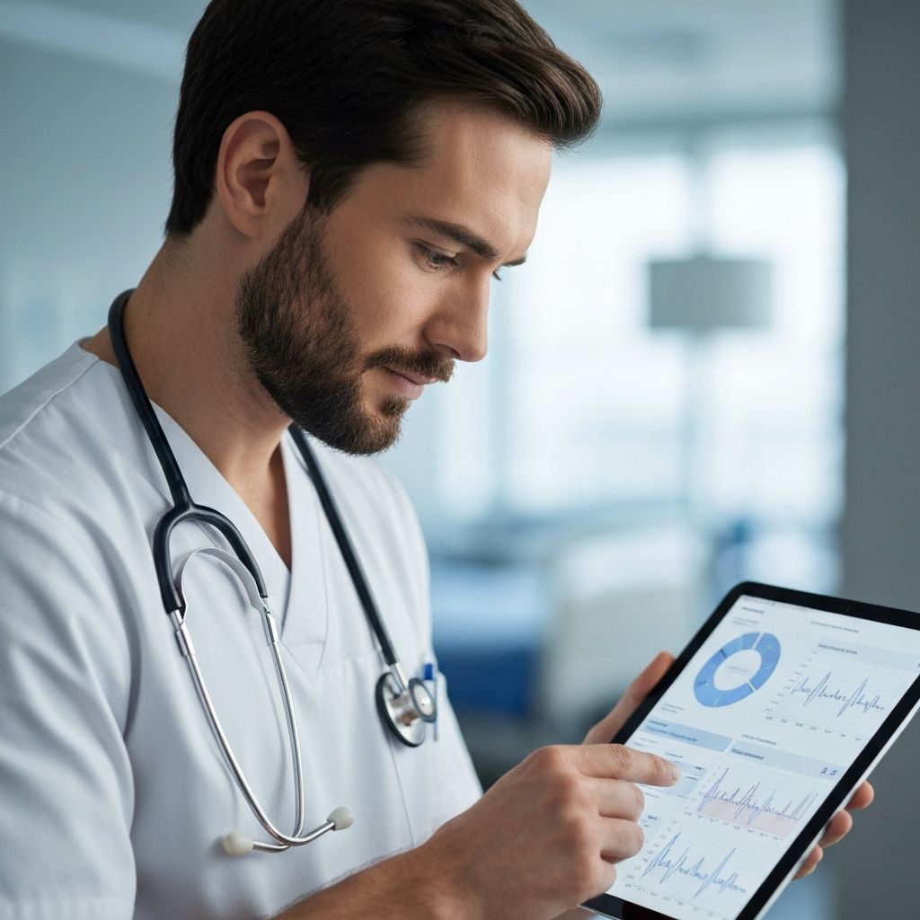 Medical professional analyzing health data